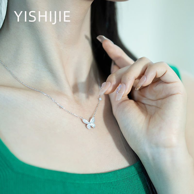 Light blue butterfly necklace