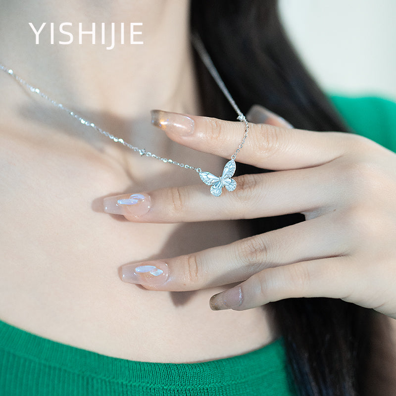 Light blue butterfly necklace