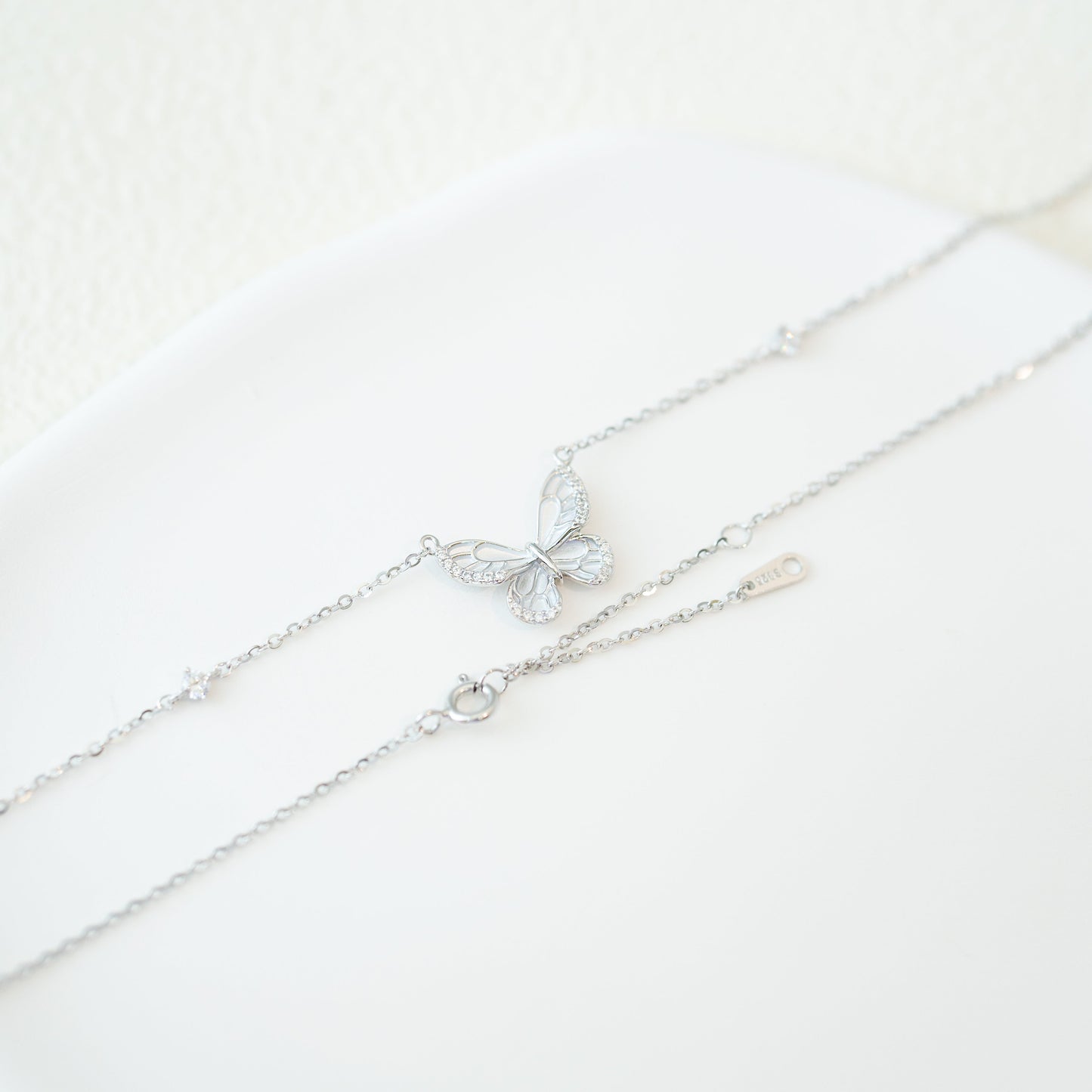 Light blue butterfly necklace